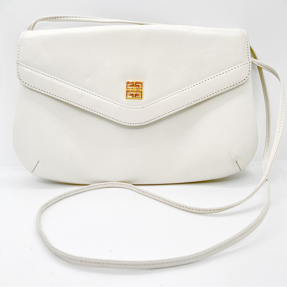 GIVENCHY Vintage White Leather Clutch Shoulder Bag
